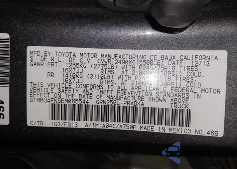 2014 Toyota Tacoma Base V6 from USA, damaged, VIN 3TMMU4FN5EM065544